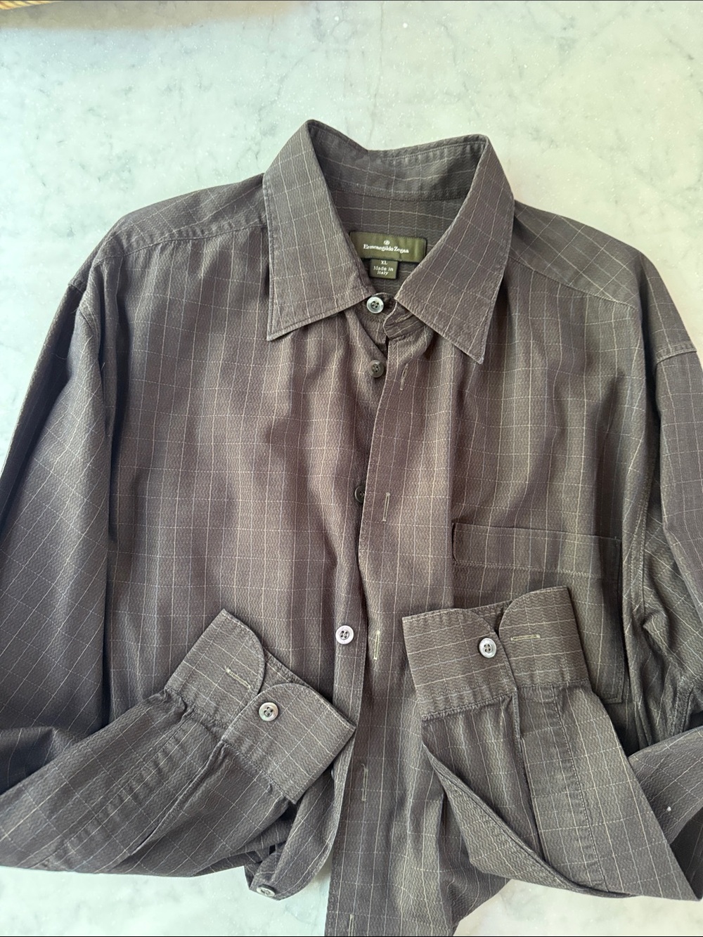 Ermenegildo Zegna Brown Pinstripe Dress Shirt